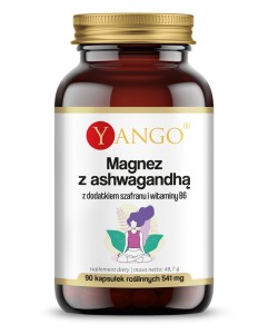 YANGO Magnez z ashwagandhą z dodatkiem szafranu i witaminy B6 -90 kapsułek