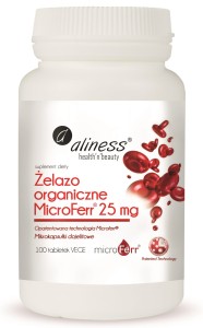 ALINESS Żelazo organiczne MicroFerr® 25 mg x 100 tabletek VEGE