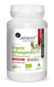 ALINESS Organic Ashwagandha 5% KSM-66 200mg x 100 VEGE caps
