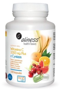 ALINESS Witamina C 1000 mg z CYNKIEM PLUS bioflaw, rutyna, acer 100 kaps.