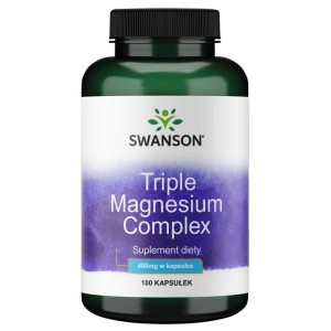 SWANSON Triple Magnesium Complex - Magnez /tlenek + cytrynian + l-askorbinian magnezu/ 400 mg 100 kaps.