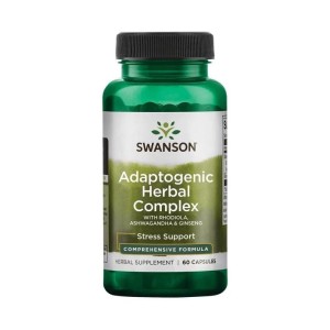 SWANSON Adaptogenic Herbal Complex with Rhodiola, Ashwagandha & Ginseng - Kompleks Adaptogenów 60 kaps