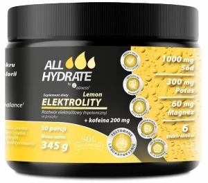ALLHYDRATE, Elektrolity Lemon + Kofeina 200mg, 345g, 50 porcji