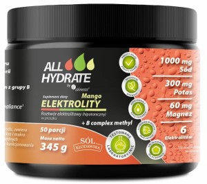 ALLHYDRATE, Elektrolity Mango + B complex methyl 345g, 50 porcji