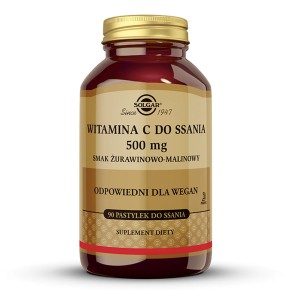 SOLGAR witamina C 500 mg do ssania smak żur.-malina 90 pastylek