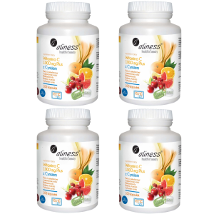 4 x ALINESS Witamina C 1000 mg z CYNKIEM PLUS bioflaw, rutyna, acer. x 100 kaps.