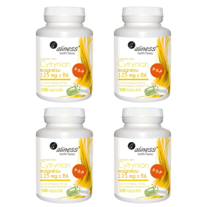 4 x ALINESS Cytrynian Magnezu 125 mg z B6 (P-5-P) 100 kaps.