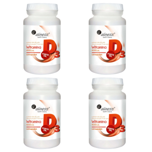 4 x ALINESS Witamina D3 FORTE oil 4000 j.m. 120 kapsułek