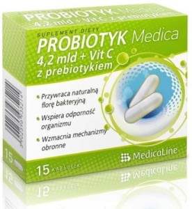 ALINESS Probiotyk Medica 4,2 mld + VitC z prebiotykiem 15 kapsułek