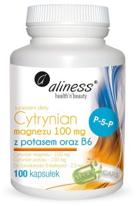 ALINESS Cytrynian Magnezu 100 mg z potasem 150 mg, B6 (P-5-P) 100 kaps.