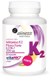 ALINESS Witamina K2 Menachinon MonoFORTE MK-7 200 µg z Natto 60 kapsułek