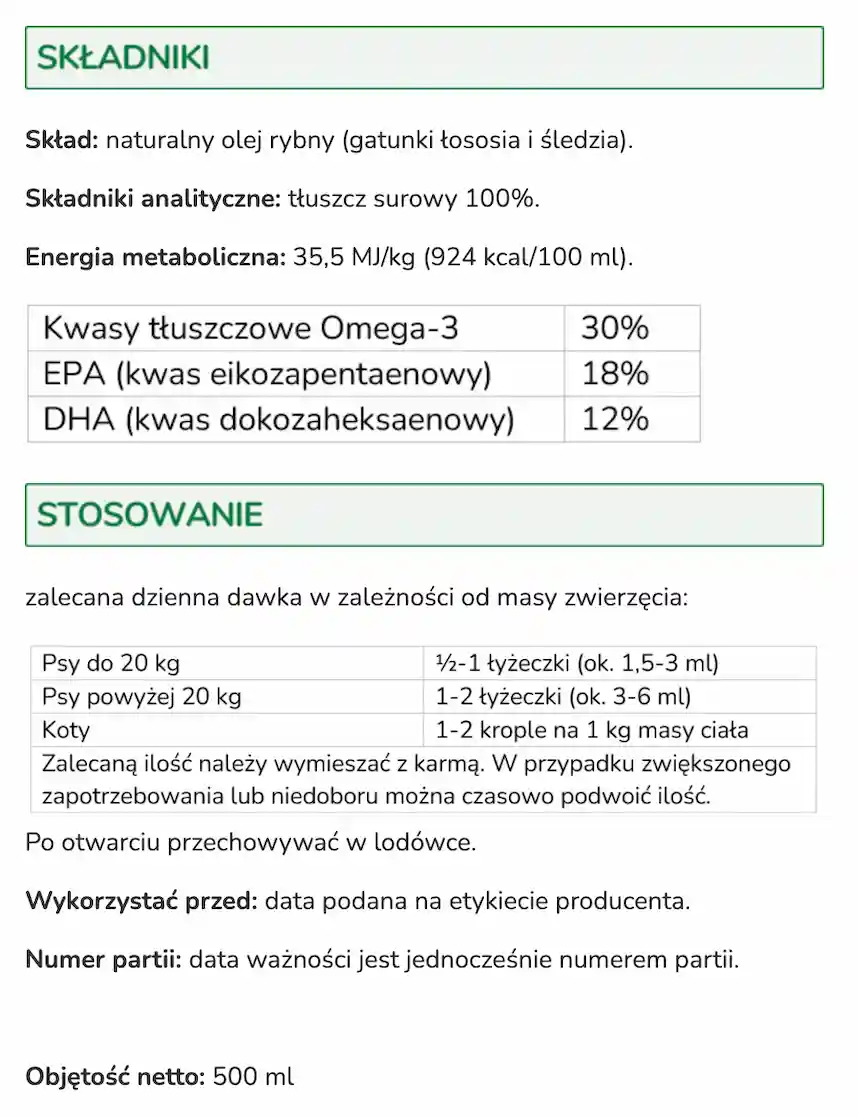 olej omega 3 dla psow