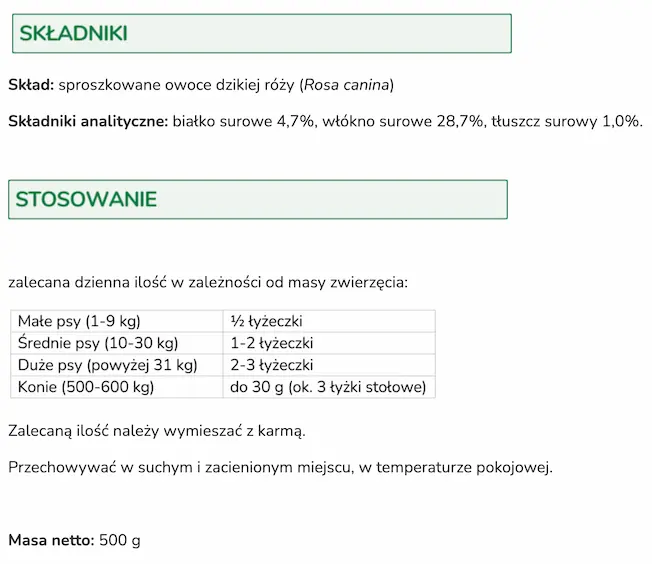 dzika róza dla psów i koni